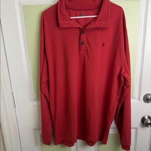 (1990) Izod Men's Saltwater Red Polo Long Sleeve Golf Shirt, Size: XL